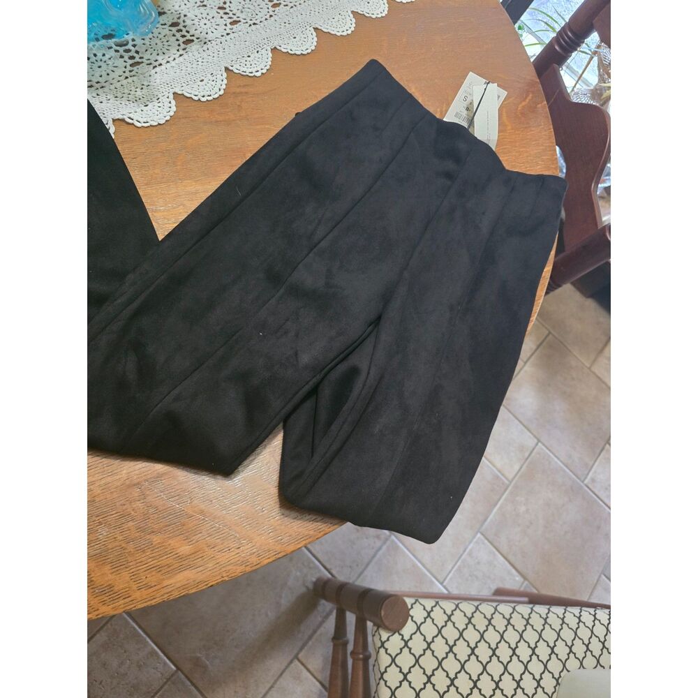 Zara Faux Suede High Waisted Cropped Stretch Pants/Leggings Zipper @ Ankles SZ Z